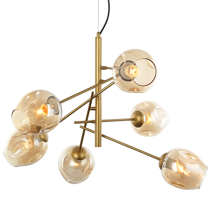 Люстра Branching Bubble Chandelier Vertical Gold Золотой Янтарь (Amber) в Новосибирске | Loft Concept 