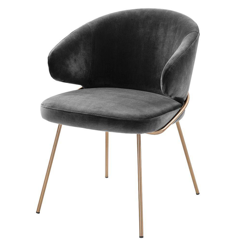 Стул Eichholtz Dining Chair Kinley dark grey Серый Латунь в Новосибирске | Loft Concept 