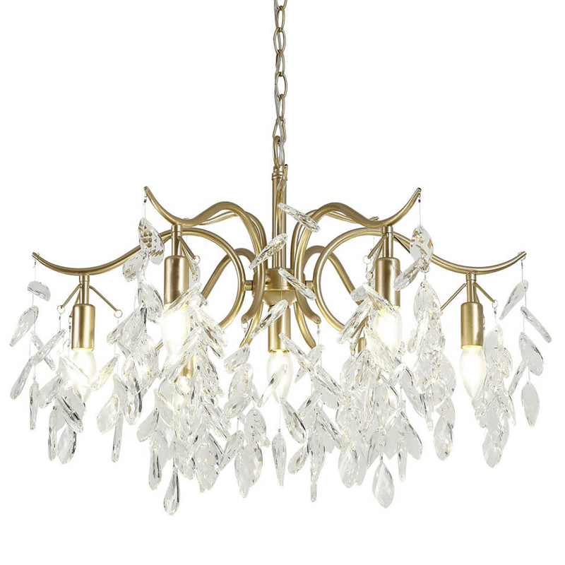 Люстра Hanging Crystal Leaves Chandelier 71 матовое золото Прозрачный (Transparent) в Новосибирске | Loft Concept 