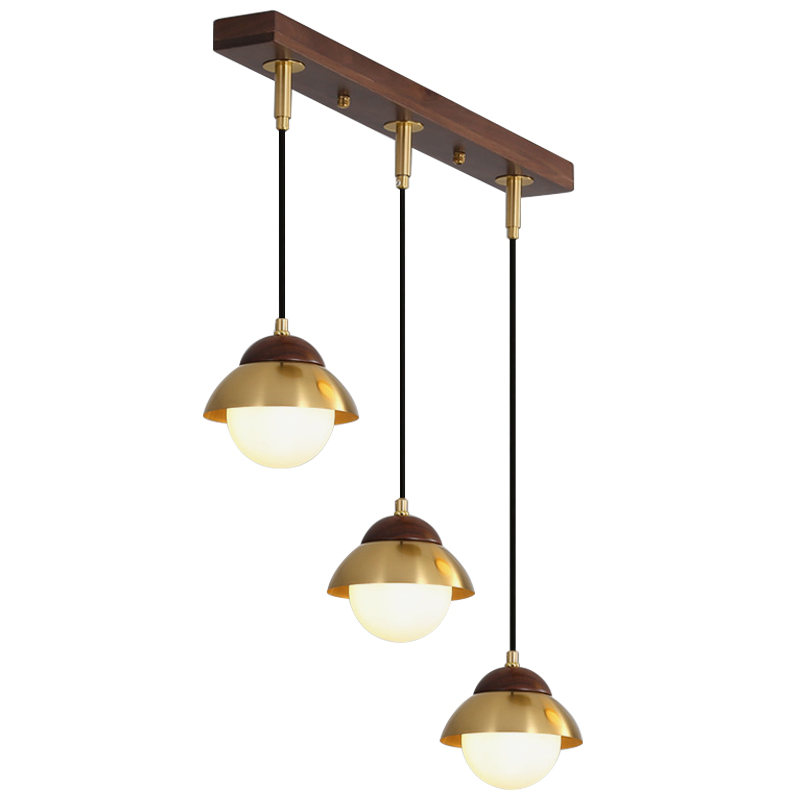 Линейный светильник Roch Linear Pendant Wooden Eco Light Белый Коричневый Латунь в Новосибирске | Loft Concept 