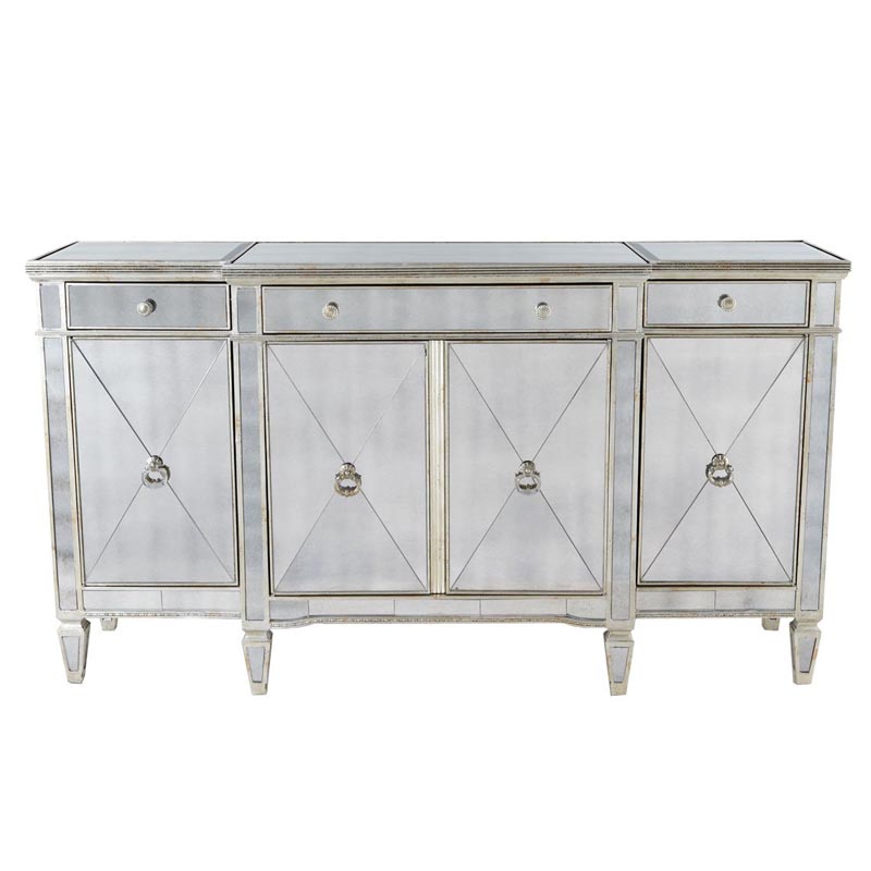 Комод зеркальный Celso Mirrored Chest of drawers 3 ящика и 4 дверцы Зеркало в Новосибирске | Loft Concept 