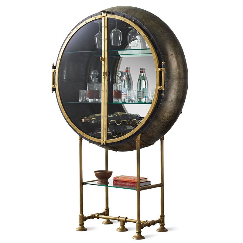 Шкаф Porthole Bar Restoration Hardware Латунь в Новосибирске | Loft Concept 