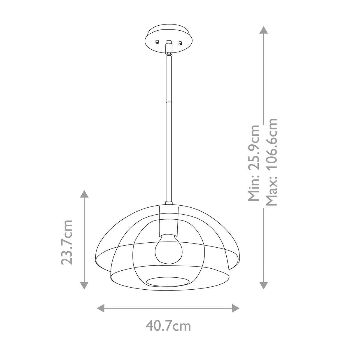 Подвесной светильник с прозрачным двойным стеклянным плафоном в форме купола и внутренней сферой Hinkley в Новосибирске