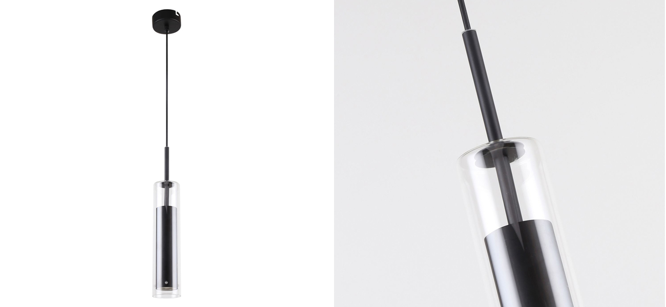 Черный подвесной светильник с двухслойным плафоном NARSIS - фото №1