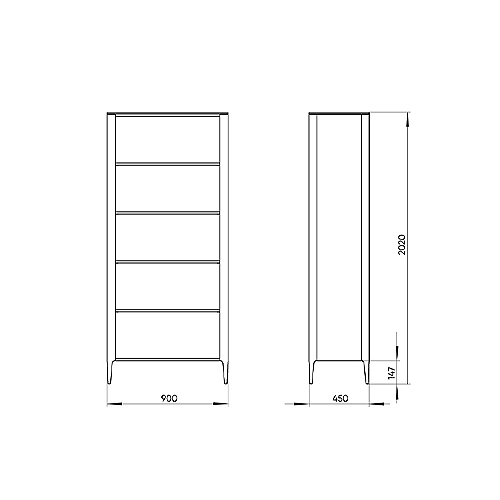Стеллаж прямой серый с открытыми полками Type  в Новосибирске