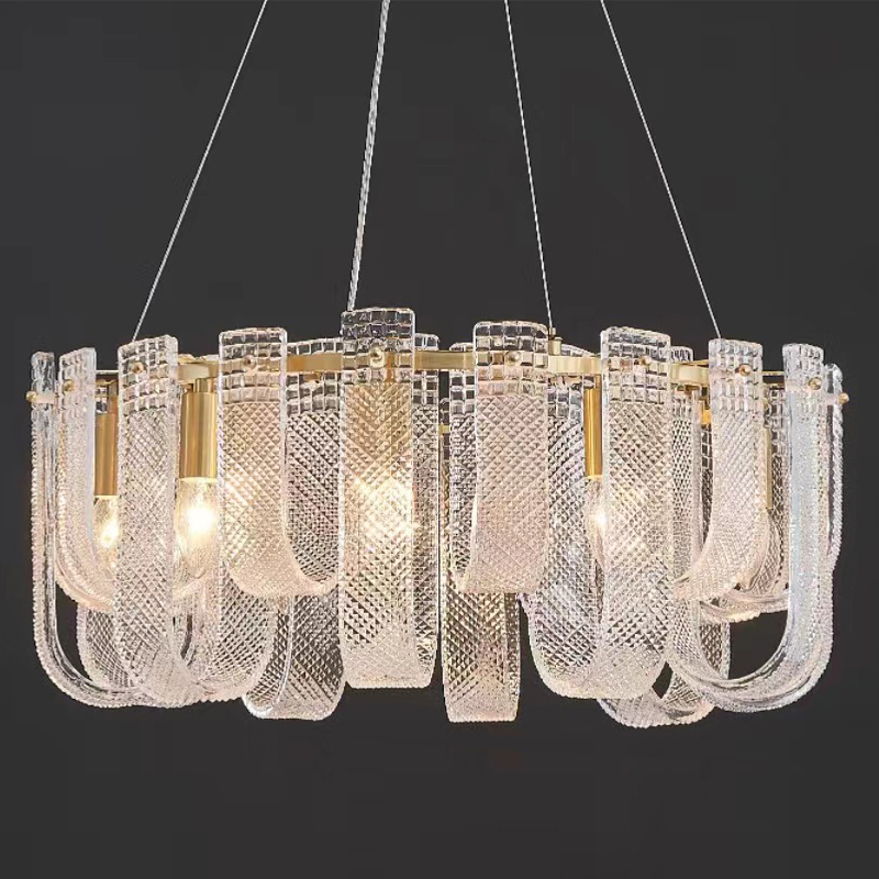 Люстра Prudence Textured Glass Chandelier Золотой Прозрачное Стекло в Новосибирске | Loft Concept 