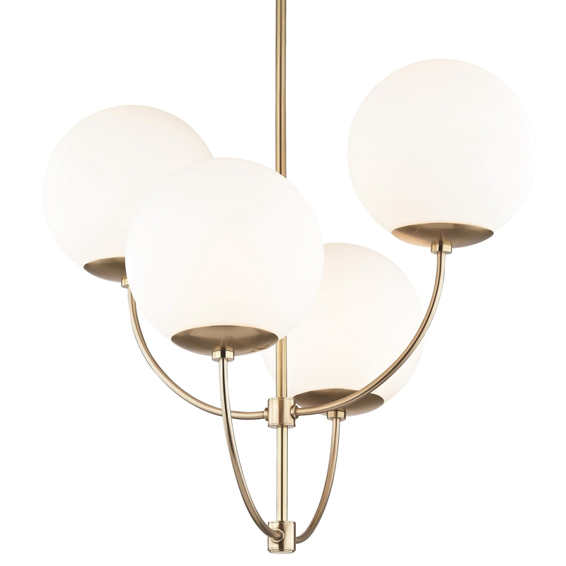 Люстра Breasal White Matte Balls Chandelier Brass Латунь Белое матовое стекло в Новосибирске | Loft Concept 