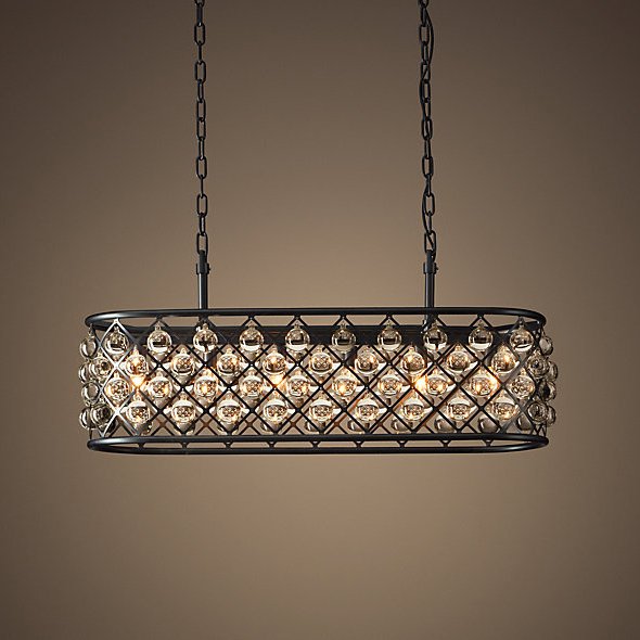 Люстра RH Spencer Rectangular Chandelier 80 Черный в Новосибирске | Loft Concept 