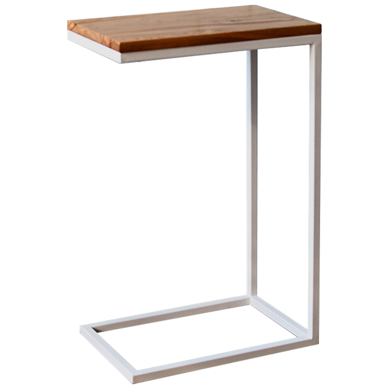 Приставной стол Hanson White Industrial Metal Rust Side Table Светлый дуб Белый в Новосибирске | Loft Concept 