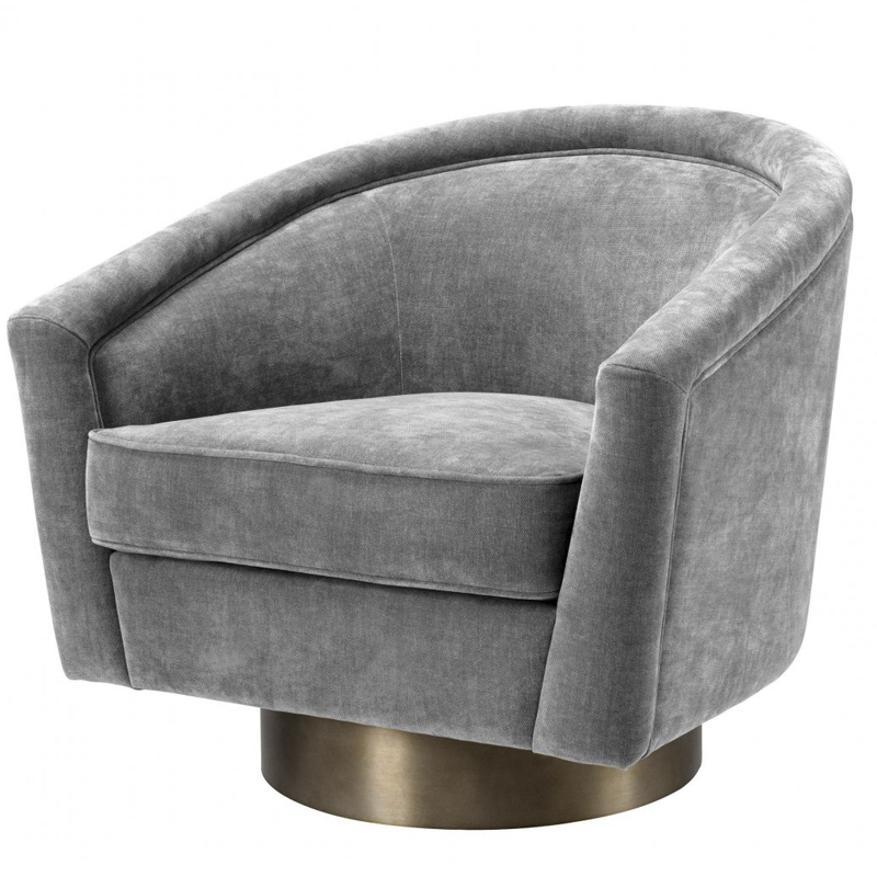 Кресло Eichholtz Swivel Chair Catene Grey Серый матовое золото в Новосибирске | Loft Concept 