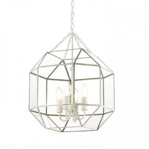 Подвесной светильник Glass & Metal Cage Pendant White 4 Белый в Новосибирске | Loft Concept 