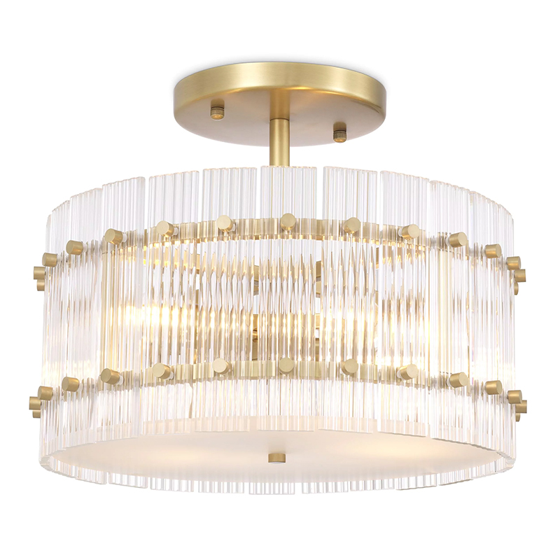 Потолочный светильник Eichholtz Ceiling Lamp Ruby Round Brass Латунь Прозрачное Стекло в Новосибирске | Loft Concept 