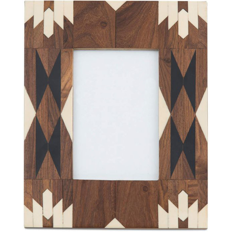 Фоторамка кость Brown Indian Wood Bone Inlay photo frame Бежевый Коричневый в Новосибирске | Loft Concept 