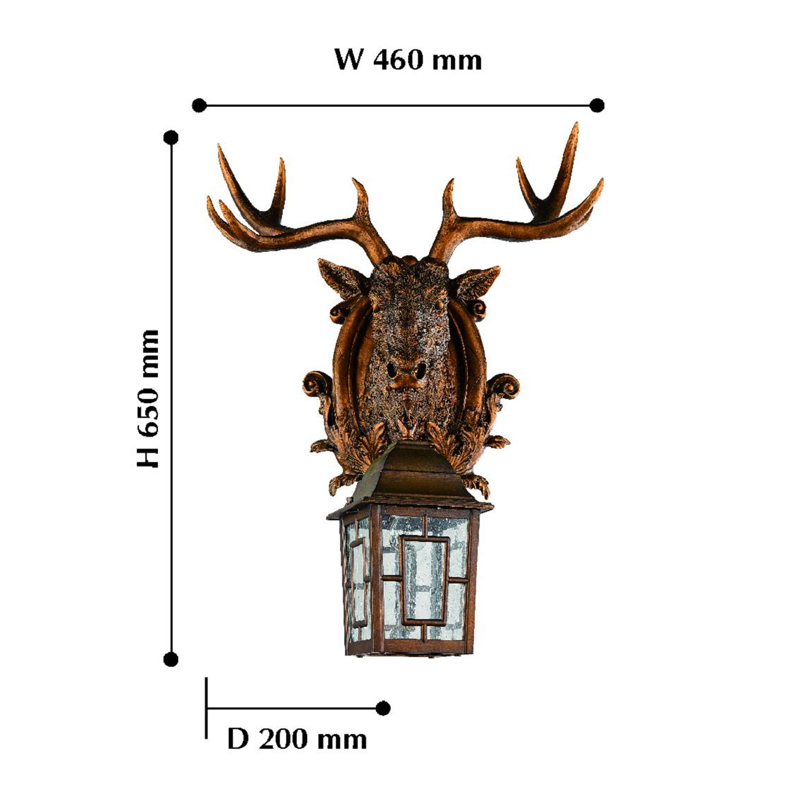 Коричневый уличный светильник с головой лося ANIMAL LANTERN в Новосибирске