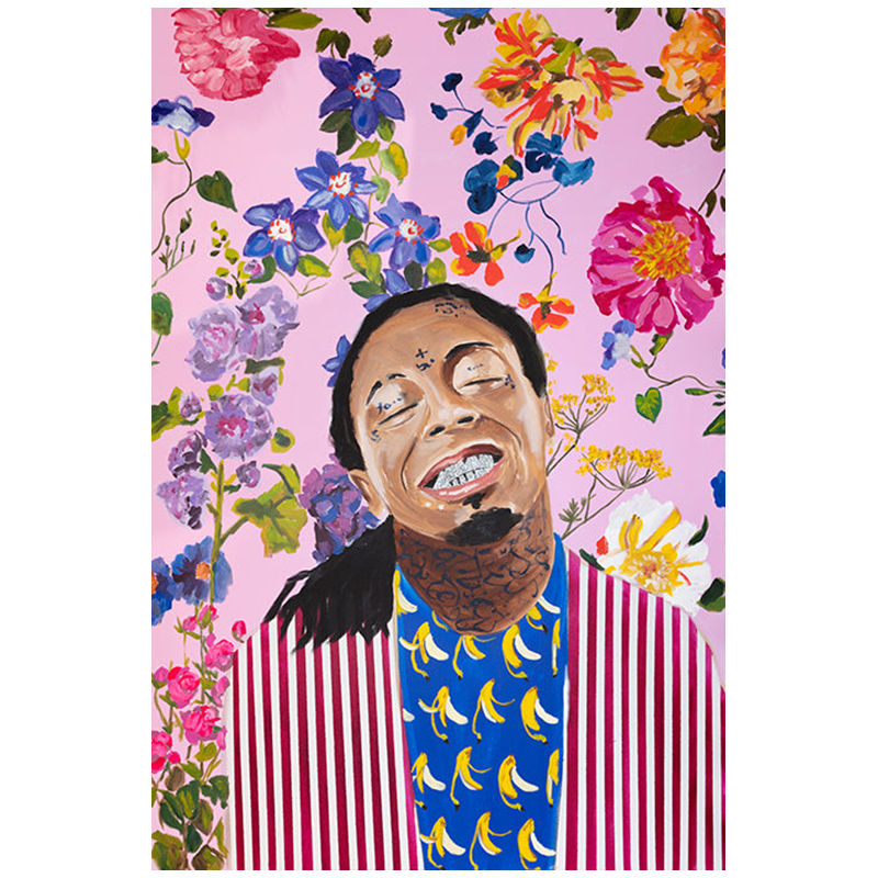 Картина Lil Wayne with Floral Background Мульти в Новосибирске | Loft Concept 