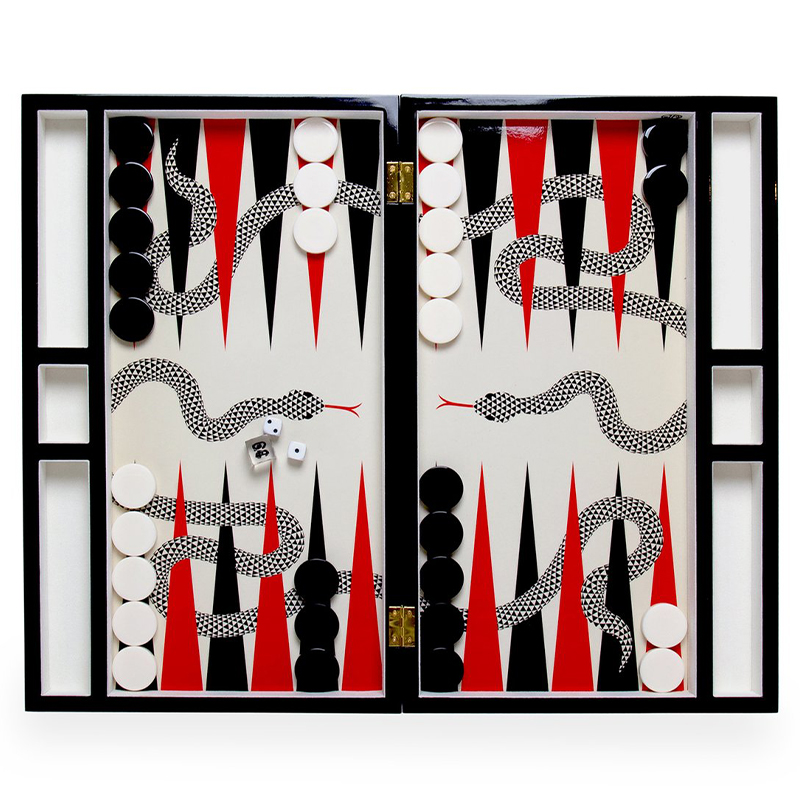 Нарды  EDEN BACKGAMMON SET Jonathan Adler Красный Черный ivory ( слоновая кость ) в Новосибирске | Loft Concept 