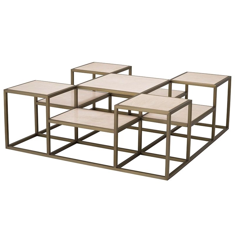 Кофейный стол Eichholtz Coffee Table Smythson Песочный Латунь в Новосибирске | Loft Concept 