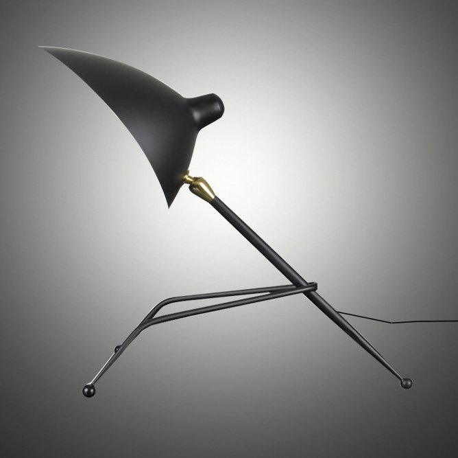 Настольная лампа Serge Mouille Tripod Desk Lamp Черный в Новосибирске | Loft Concept 