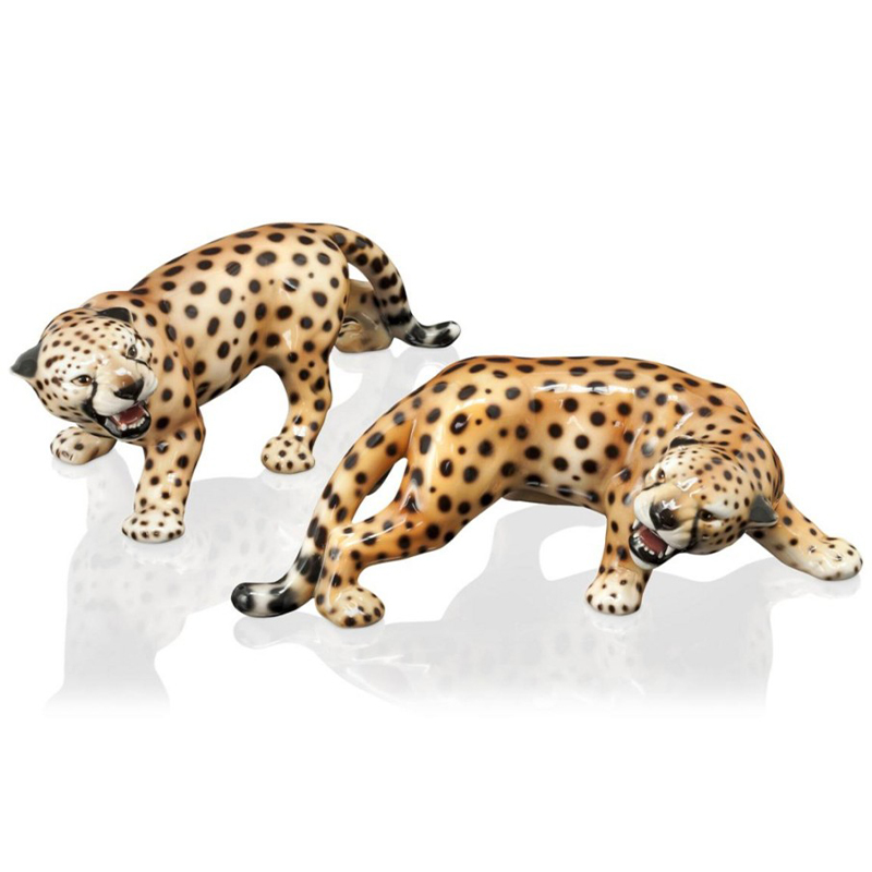 Статуэтки Abhika Cheetah Set 2 Pcs Коричневый Черный в Новосибирске | Loft Concept 