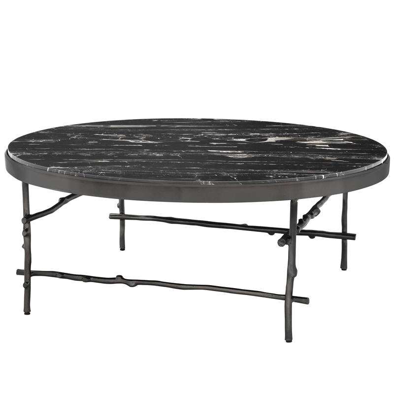 Кофейный стол Eichholtz Coffee Table Tomasso round Черный Мрамор Nero Темная бронза в Новосибирске | Loft Concept 