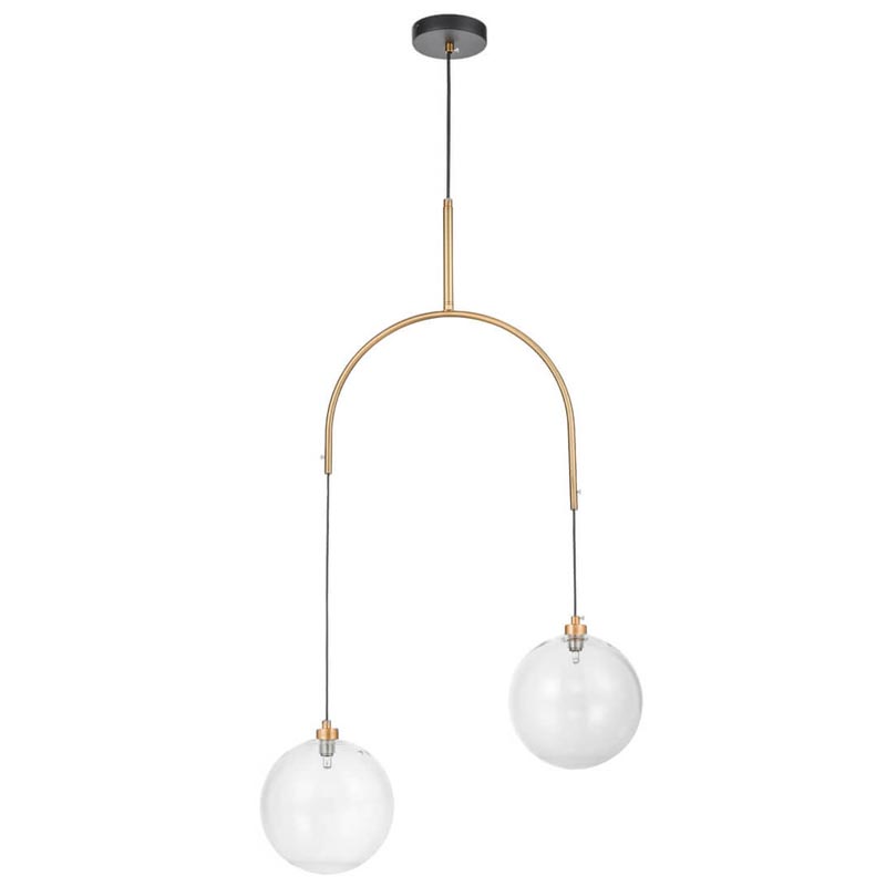 Люстра Two Hanging Ball Chandelier Золотой Прозрачный Черный в Новосибирске | Loft Concept 