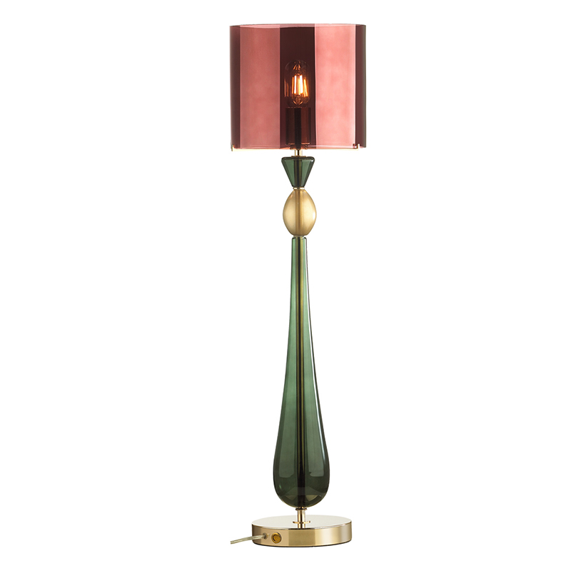 Настольная лампа Roser Burgundy Green Table Lamp Бургундский красный Золотой Зеленый в Новосибирске | Loft Concept 