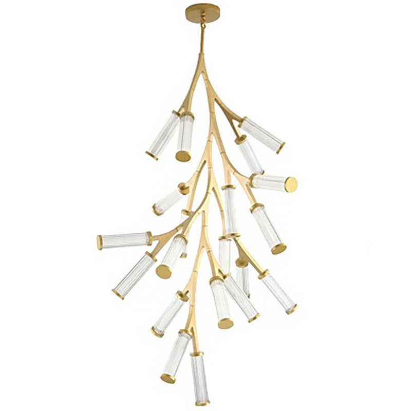 Люстра Cylinder Branches Chandelier Gold Vertical 20 Золотой Прозрачный в Новосибирске | Loft Concept 