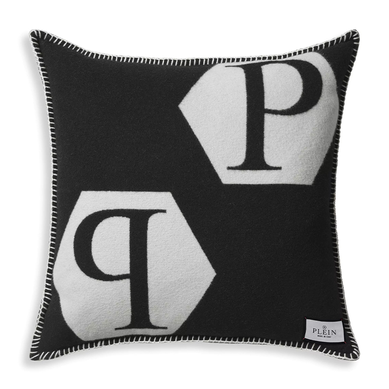 Подушка Philipp Plein Cushion Cashmere Black Черно-белый в Новосибирске | Loft Concept 