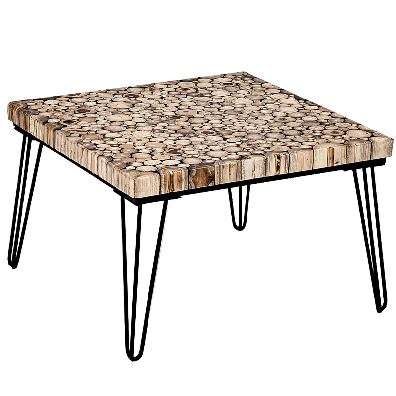 Кофейный стол Tree Cuts square coffee table Коричневый Черный в Новосибирске | Loft Concept 