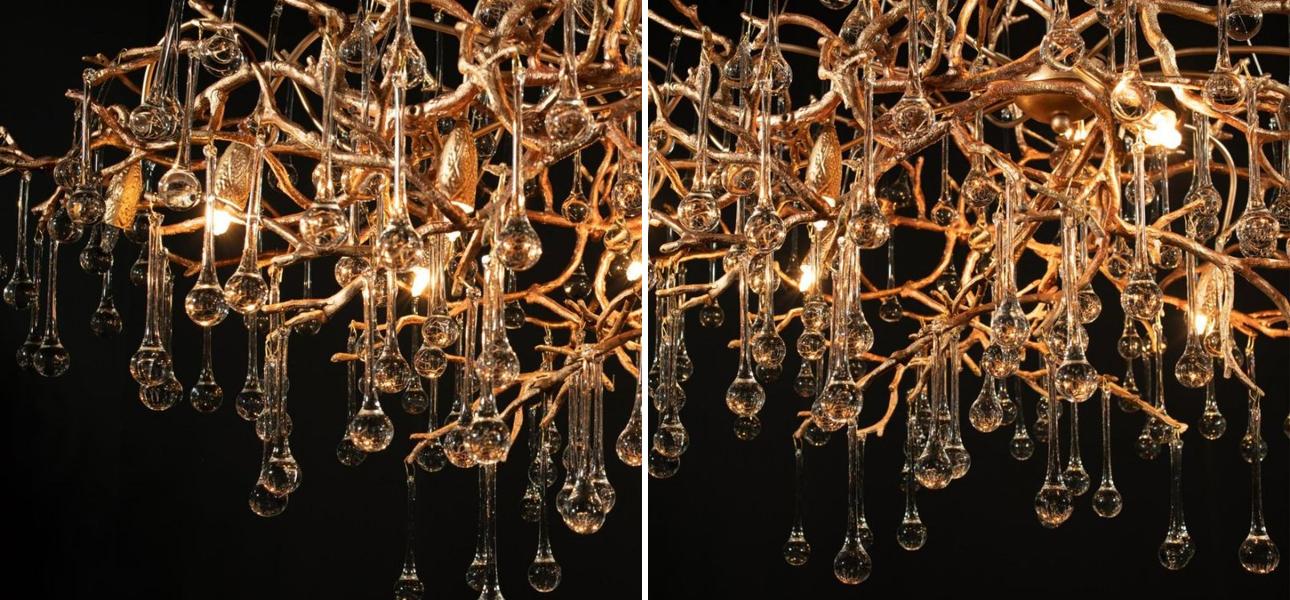 Люстра Crystal Drops Gold 125 см - фото №4