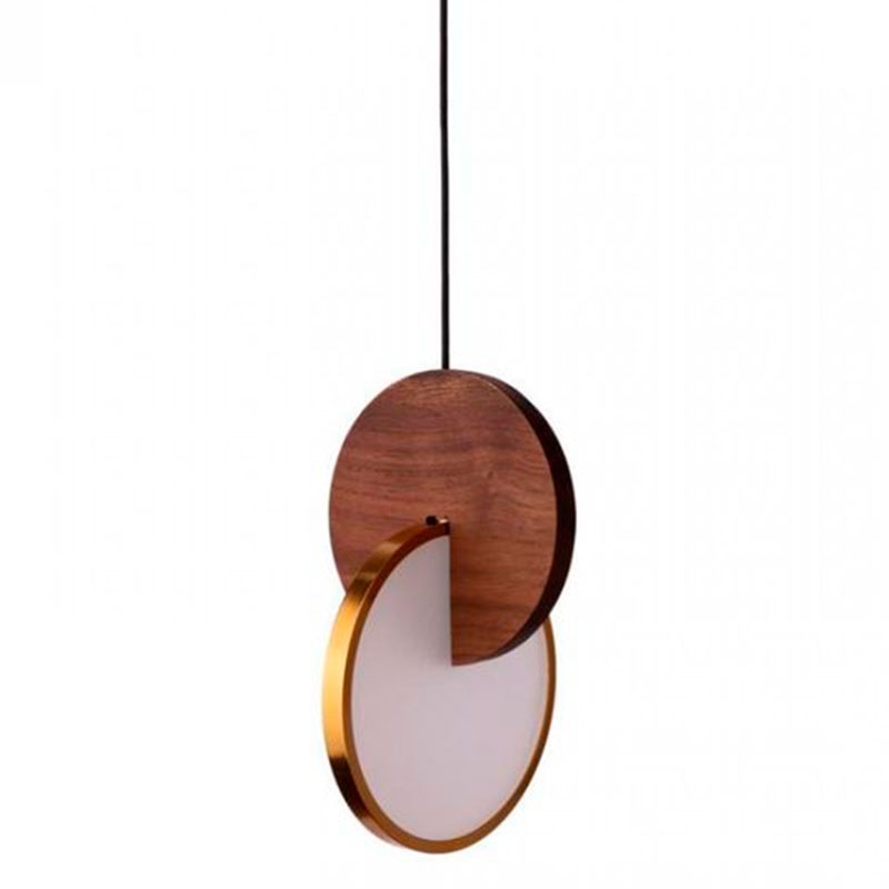 Подвесной светильник Eclipse Pendant Light Wood Золотой Белый Дерево Табак в Новосибирске | Loft Concept 