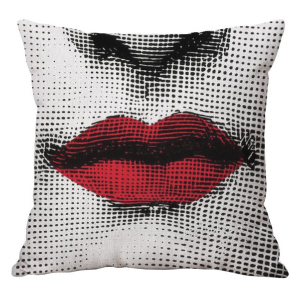 Декоративная подушка Fornasetti lips red Красный (Red) в Новосибирске | Loft Concept 