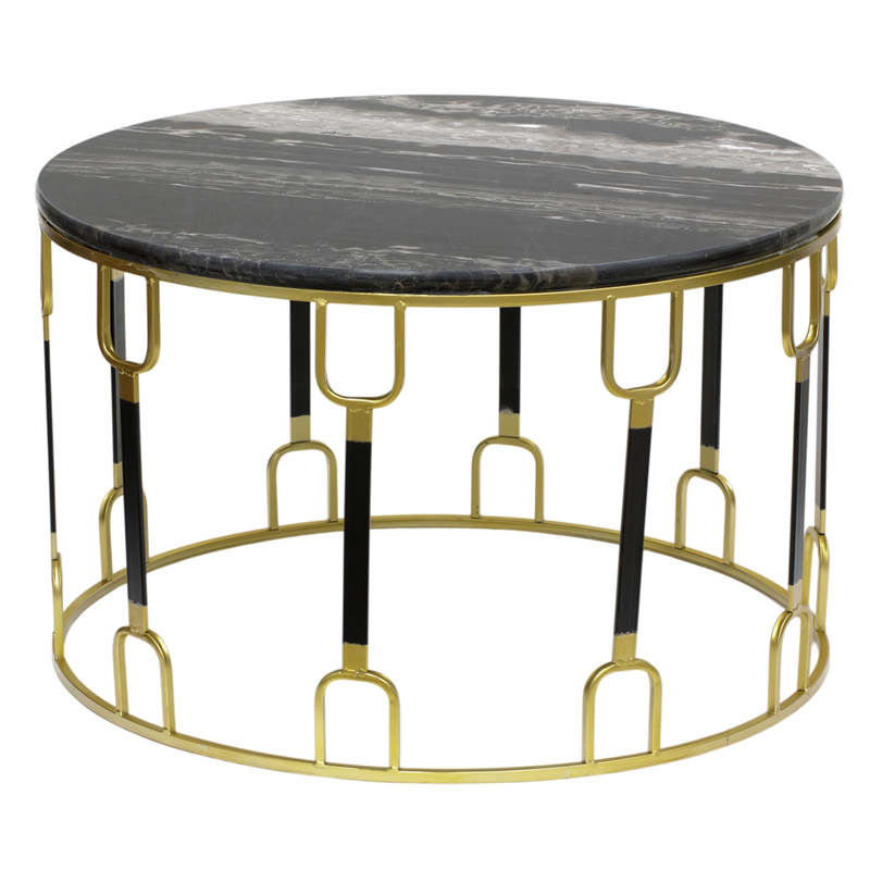 Приставной стол Dorius Side Table black marble Латунь Черный Черный Мрамор Nero в Новосибирске | Loft Concept 