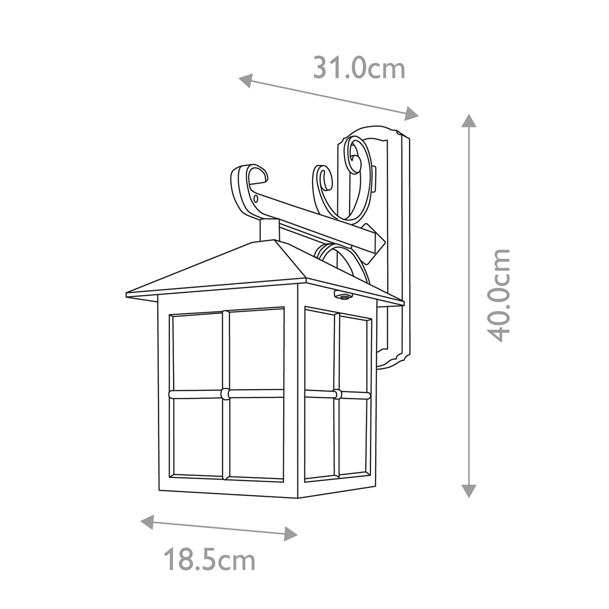 Настенный фонарь черного цвета в форме фонаря с решетчатым плафоном и фактурным стеклом Elstead Lighting в Новосибирске