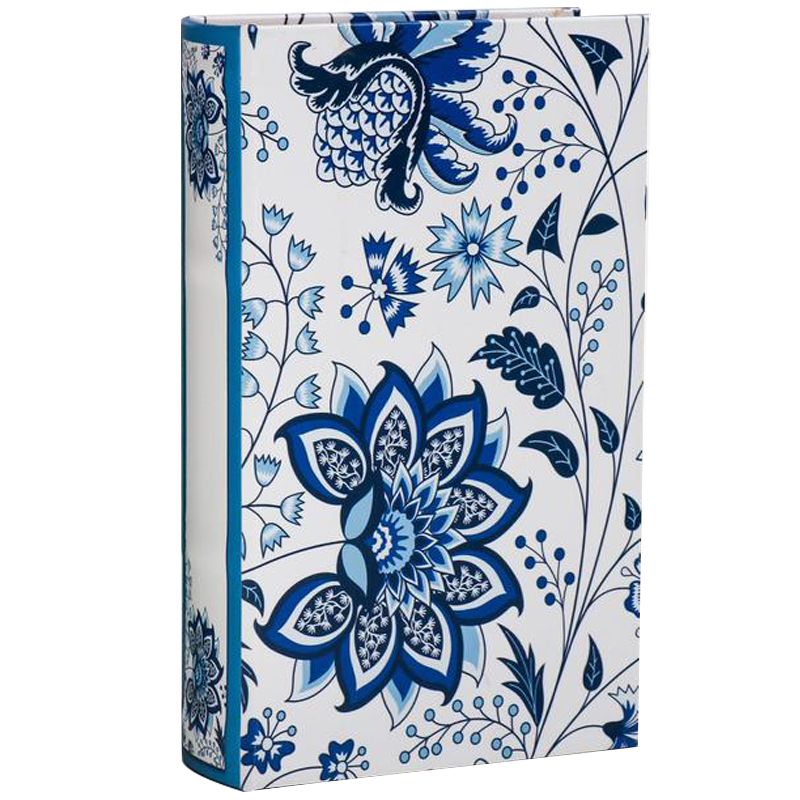 Шкатулка-книга с сейфом Fabulous Flowers Book Box Синий Белый в Новосибирске | Loft Concept 