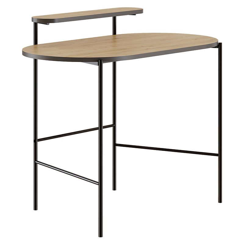 Стол письменный овальной формы с полкой LOUB WORKING TABLE BLACK OAK Древесина Черный в Новосибирске | Loft Concept 