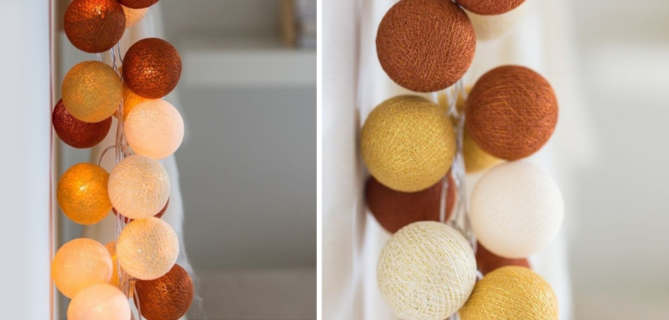 Гирлянда хлопковые фонарики Сotton Ball Gold-Copper - Loft-Concept в Новосибирске