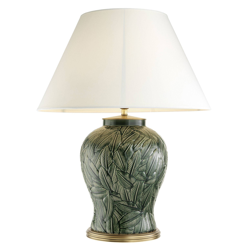 Настольная лампа Eichholtz Table Lamp Cyprus Белый Зеленый Латунь Античная полированная в Новосибирске | Loft Concept 