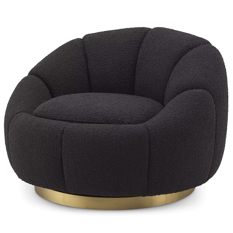 Кресло Eichholtz Swivel Chair Inger Black Черный Латунь в Новосибирске | Loft Concept 