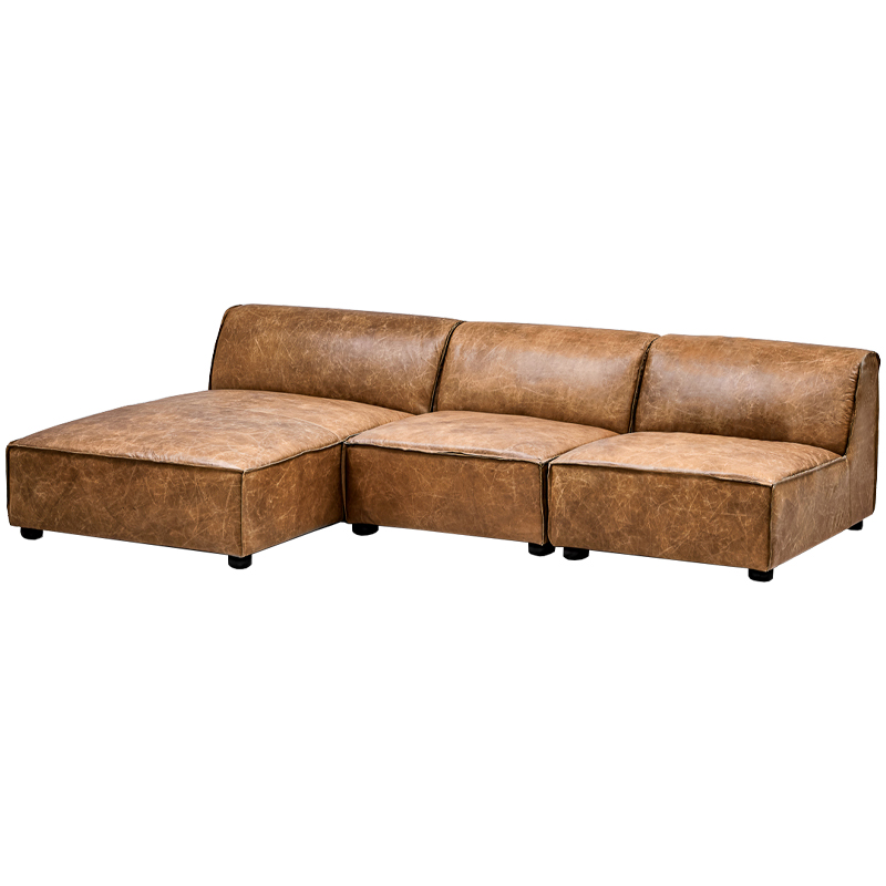 Диван Diehl Leather Sofa Карамель Хром в Новосибирске | Loft Concept 