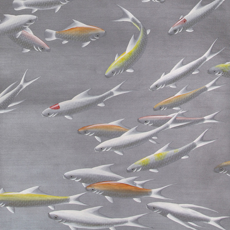 Обои ручная роспись Fishes Koi on Flash metallic Xuan paper  в Новосибирске | Loft Concept 