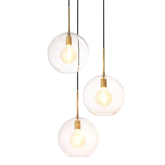 Люстра Chandelier Tango 3 light Латунь Античная полированная Темная бронза Прозрачное Стекло в Новосибирске | Loft Concept 