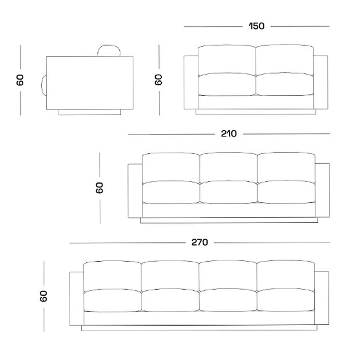 Дизайнерский кожаный диван черный Poltronova Saratoga Sofa в Новосибирске