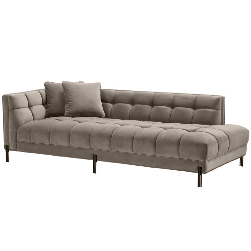 Кушетка Eichholtz Lounge Sofa Sienna Left greige Бежево-серый Темная бронза в Новосибирске | Loft Concept 