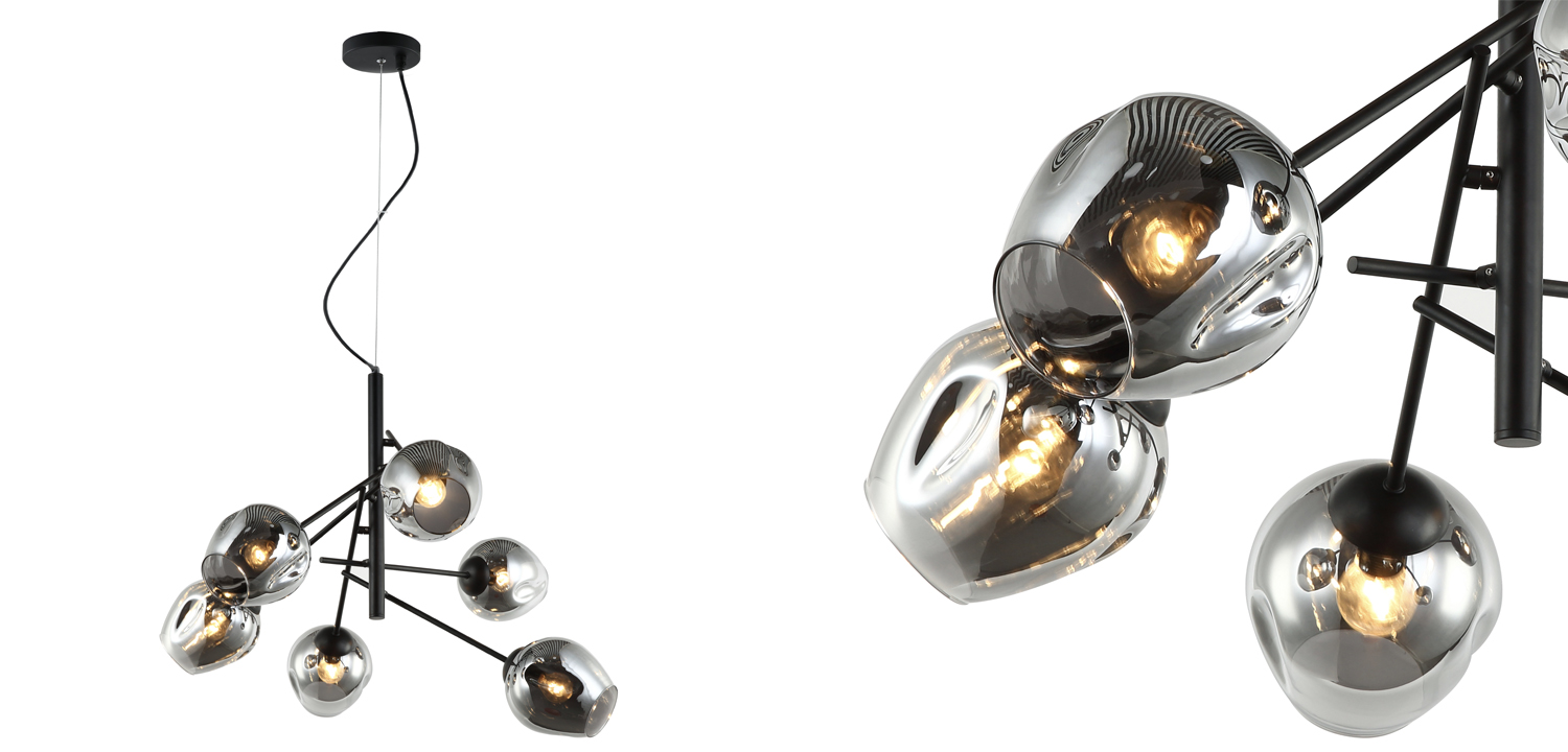 Люстра Branching Bubble Chandelier Vertical Gray - фото