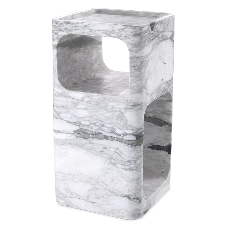 Приставной стол Eichholtz Side Table Adler Marble Белый Мрамор Bianco в Новосибирске | Loft Concept 