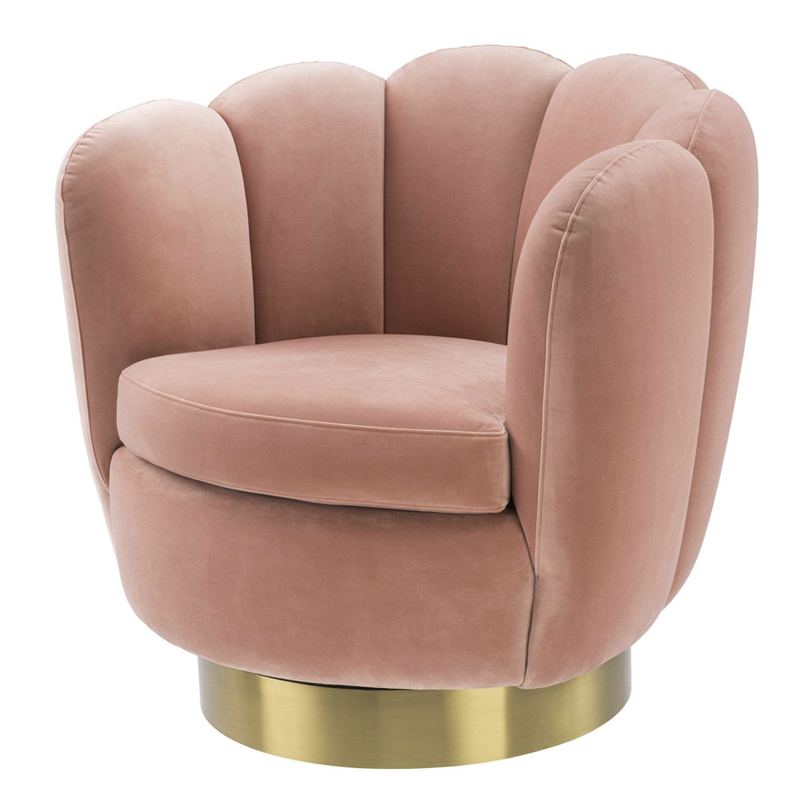 Кресло Eichholtz Swivel Chair Mirage nude Розовый пастельный Матовая латунь в Новосибирске | Loft Concept 