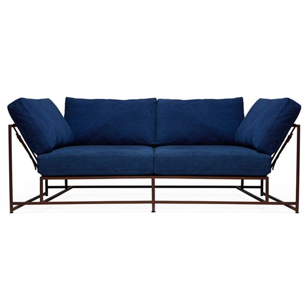 Двухместный диван Indigo Denim and copper Two Seat Sofa Индиго в Новосибирске | Loft Concept 