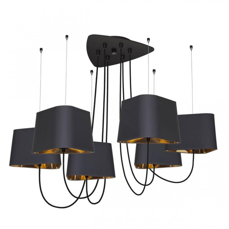 Люстра Designheure Lighting Black 6 плафонов Черный Золотой в Новосибирске | Loft Concept 