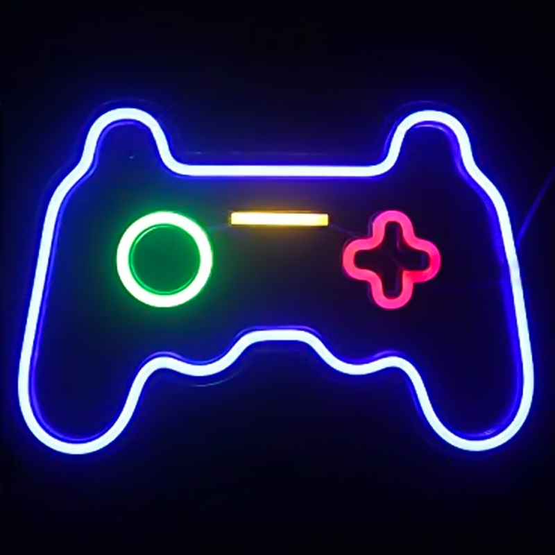 Неоновая настенная лампа Joystick Neon Wall Lamp Синий Зеленый Красный Желтый Прозрачный в Новосибирске | Loft Concept 